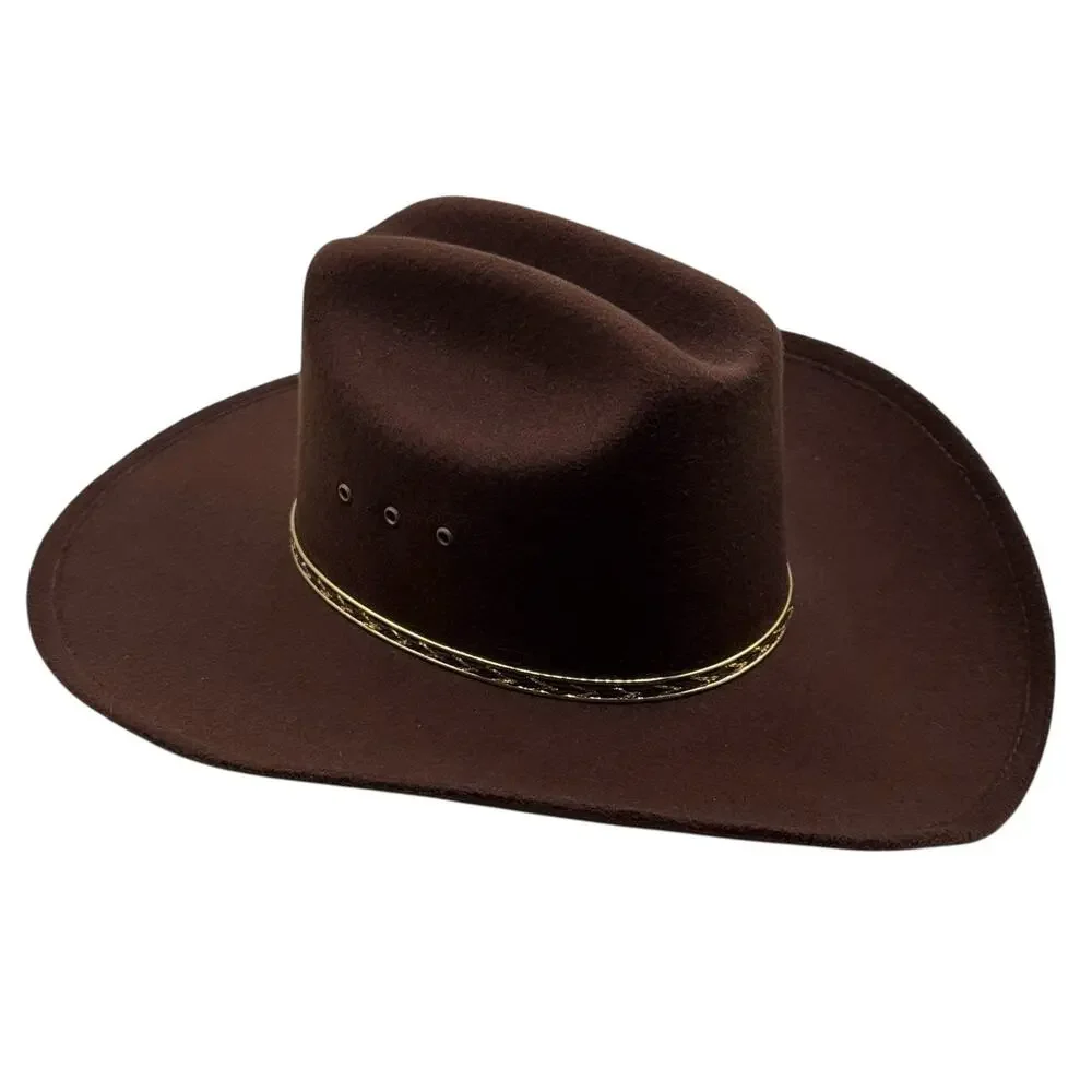 Western Express Inc Men's Brown Felt Western Style Size 6 3/4 Cowboy Hat Mexico
